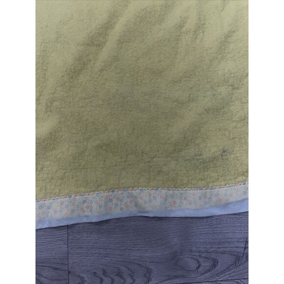 Vintage Acrylic Blanket Full Queen Yellow Satin Trim Pink Blue Flowers 91 X 71 - Picture 4 of 10